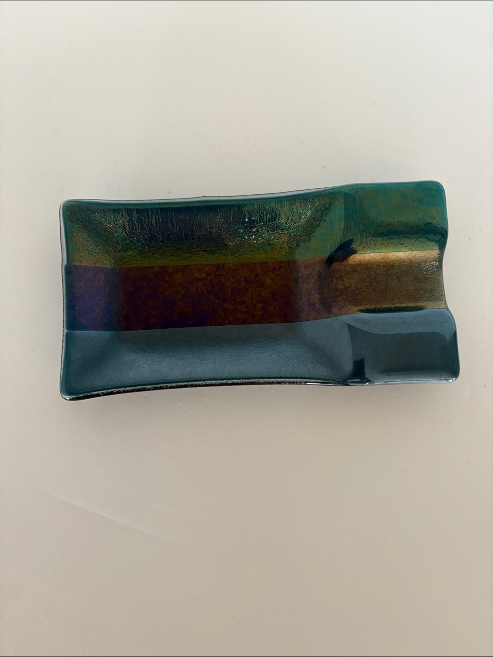 Kurt McVay Signed 1980 Dichroic Iridescent Fused Glass Tray